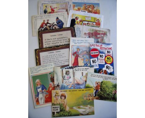 Large selection of various comical vintage postcards 