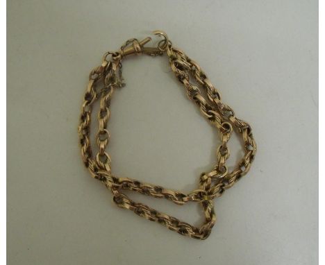 9ct gold two strand link bracelet with safety chain (15g) 