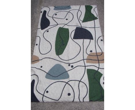 Old Kashmiri hand stitch wool chain rug (143cm x 99cm) 