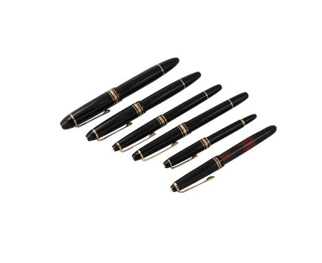 MONTBLANC VINTAGE Konvolut Schreibgeräte. Konvolut bestehend aus sechs Füller. Dabei 1x "244.G", 3x "MEISTERSTÜCK", 1x "No 14