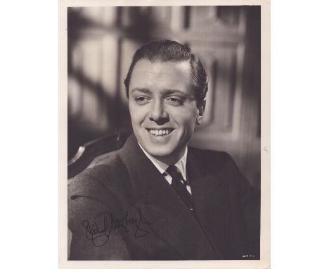 Richard Attenborough (1923-2014), actor and director. A 10x8 inch photo signed in fountain pen ink. With film details attache