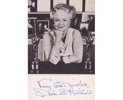 Olivia de Havilland (1916-2020), British and American actress. A signed 6x4 inch photo. Her film career spanned from 1935 to 