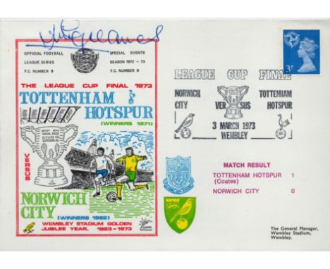 League Cup Final Tottenham Hotspur V Norwich City Signed Jimmy Greaves. 13 March 1973 Wembley Special Postmark The League Cup