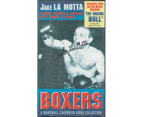 JAKE LaMOTTA Boxing Legend signed VHS Boxers 'The Raging Bull' . Good condition. All autographs come with a Certificate of Au