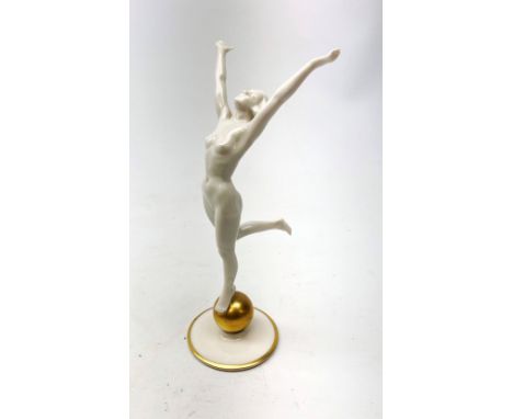 20th century Lorenz Hutschenreuther Art Deco style figure of a nude dancing lady originally designed by Karl Tutter H22cm Con