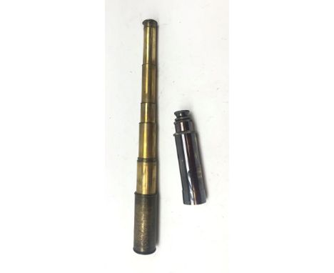 19th century brass six drawer Adams's New Patent portable telescope and a reproduction three drawer telescope (2) Condition R