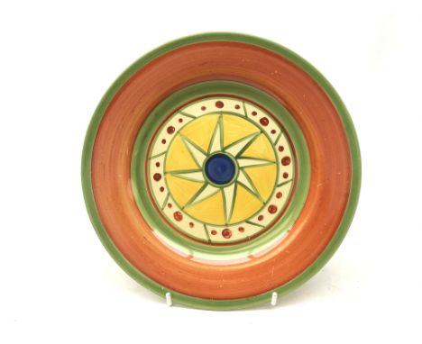 Newport Pottery Clarice Cliff Bizarre plate hand-painted  with star design D21.5cm  Condition Report Click here for further i