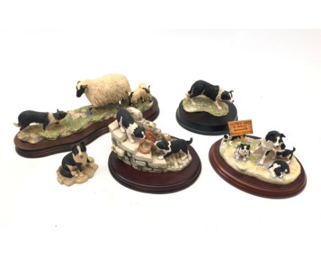 Border Fine Arts groups comprising Families Welcome, Tug O War, Sweep, Collie sheepdog with ewe and lambs and Collie (5) Cond