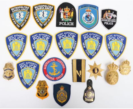 Obsolete USA Customs & Immigration officers breast badge and patch, Australian Customs pocket hanger badge and patch, Norway 