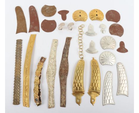 Belgium Military Helmet Parts: 1834 parts in gilt and white metal for spares and repairs. Quantity 