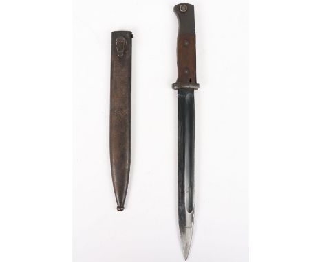 WW2 German K98 with Matching Numbers: Early wood grip bayonet with stamping to blade and scabbard 6483 , S/72 1937 in good us