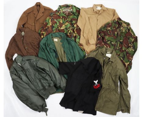 Military Clothing: US Flyers jacket with label size small, combat jacket, USN shirt, army sweater, DPM camo/army  shirts, gre