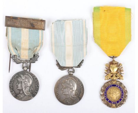 French Military Colonial  Medals: French military medal with no enamel damage and two colonial medals ,one with Afrique Occid