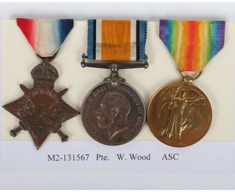 A 1914-15 Star trio of medals to a member of the Army Service Corps who first saw service in Egypt. 1914-15 Star medal, Briti