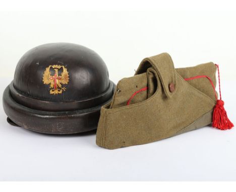 WW2 M35 Spanish Tank Helmet: Spanish eagle badge to front of helmet ,  complete with leather liner ,strap and back flap, with