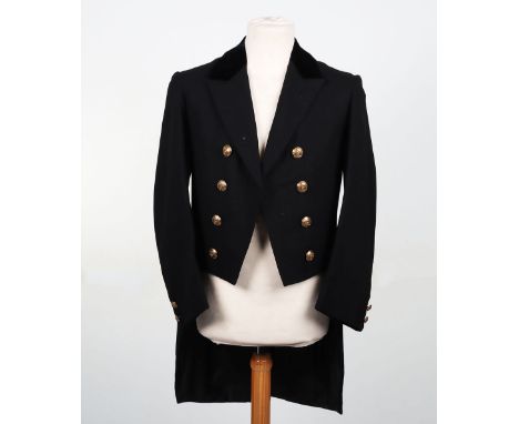 Hampshire Regiment Officers Mess Full Dress Tailcoat, dark blue wool cloth tail coat with velvet collar. Brass regimental off