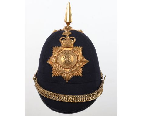 Wessex Brigade Regimental Bandsman Home Service Helmet, EIIR period bandsman blue cloth helmet with other ranks helmet plate 