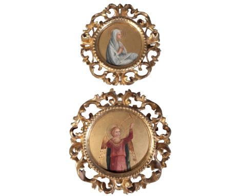 C & A SCHWICKER (19TH CENTURY ITALIAN), Two Devotional scenesdepicting praying Madonna and trumpeting Angel, after Renaissanc