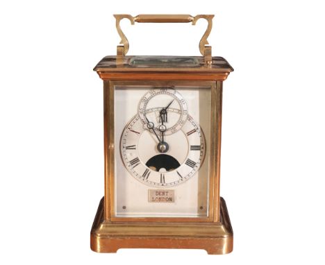 A 'GOLIATH' BRASS REPEATING CARRIAGE CLOCK BY DENT OF LONDON inscribed to Dent and numbered NO18532, the chain driven double 