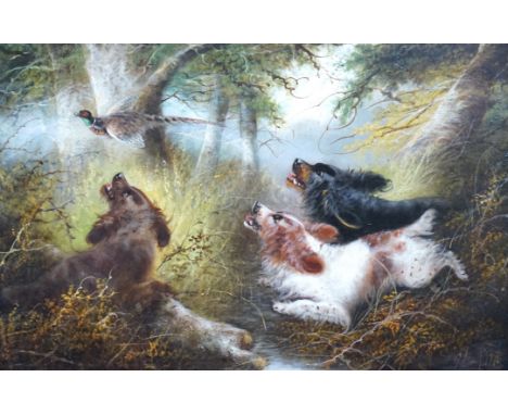 George Armfield (British, 1810-1893) Spaniels and game in a woodlandoil on canvassigned50 x 75cm**conditionreport**Oil on can