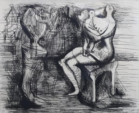 § § Henry Moore (English, 1898-1986) Seated mother and childetching and drypoint on cream wove paper, 1966signed in pencil, 5