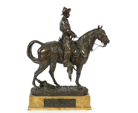 Walter Winans (St. Petersburg, 1852-Parsloe Park, Essex, 1920), a cast bronze of the artist, as a cowboy, riding the Arab sta