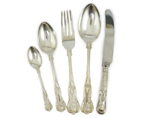 Eighteen items of late Victorian silver Hanovarian pattern flatware by The Goldsmiths Alliance Ltd, comprising three table sp