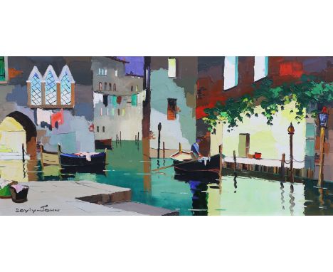 § § Cecil Rochfort D’Oyly John (English, 1906-1993) 'Venice off the Grand Canal, a side street near Placé Marco'oil on canvas