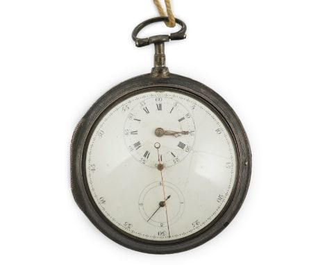 A George III engine turned silver pair cased keywind chronometer pocket watch by Mudge &amp; Dutton, with two subsidiary dial