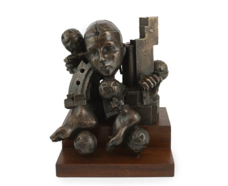 § § Sir Eduardo Paolozzi RA KBE HRSA (British, 1924-2005), a maquette for Great Ormond Street, bronze, on stepped hardwood pl