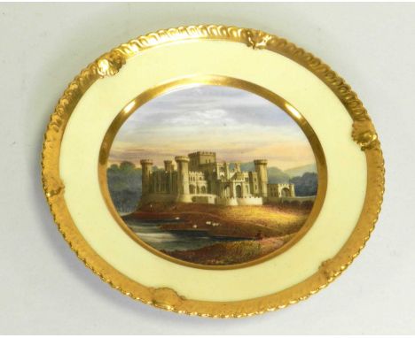 An outside-decorated Chamberlain's Worcester platedated 1821painted with a central view of Eastnor Castle in Herefordshire by