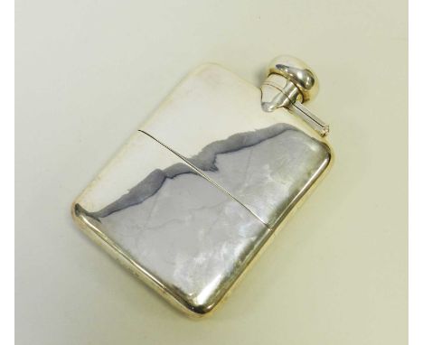 A George V silver hip flask, A &amp; J Zimmerman Ltd, Birmingham 1920, of plain polished form with removable stirrup cup, 13.