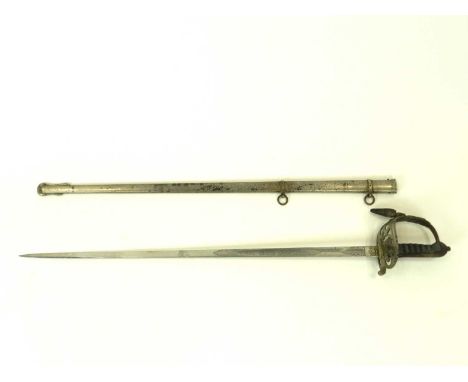 An 1892 pattern Officer's Rifles swordcirca 1901-10shagreen wire-bound grip, gothic hilt with bugle insignia, proof mark to o