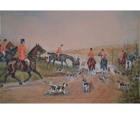 Early 20th Century (British School) Hunting scene, watercolour, monogrammed 'EB' bottom right, measurements 15 x 20.3 cmNotes