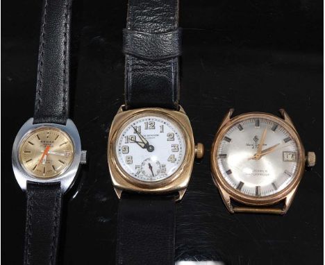 A J.W. Benson 14ct gold cased gent's mechanical wristwatch, having a signed white enamel dial with luminous Arabic numerals a