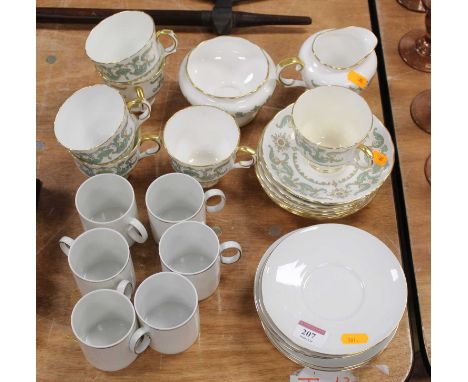 A Crown Staffordshire part tea service in the St James' Square pattern (lacking teapot); together with a set of six modern Th