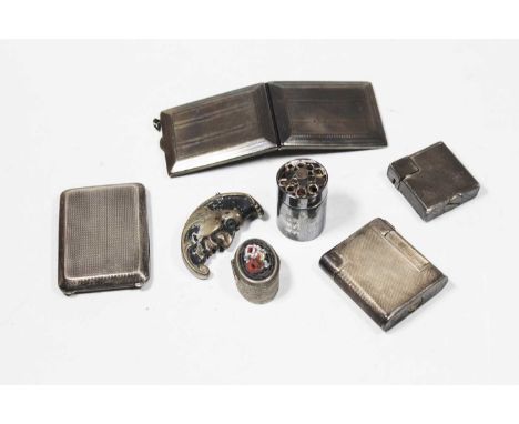 A small collection of miscellaneous items, to include a George V silver matchbook case, inscribed P&amp;S Tennis Club Open Mi