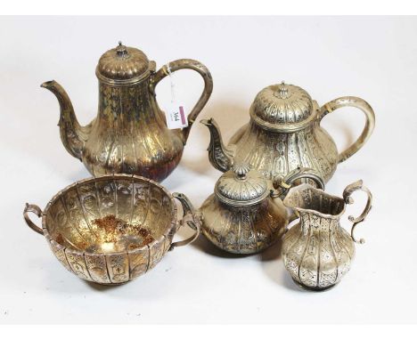A matched silver plated five-piece tea and coffee service, the coffee pot by Elkington &amp; Co and stamped N with War Depart