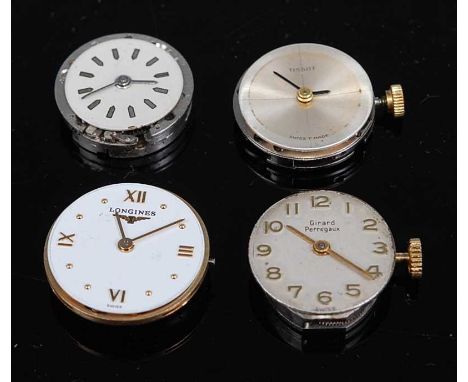 A Girard Perregaux ladies mechanical watch, movement and dial only, together with two others, one being Tissot, the other unm