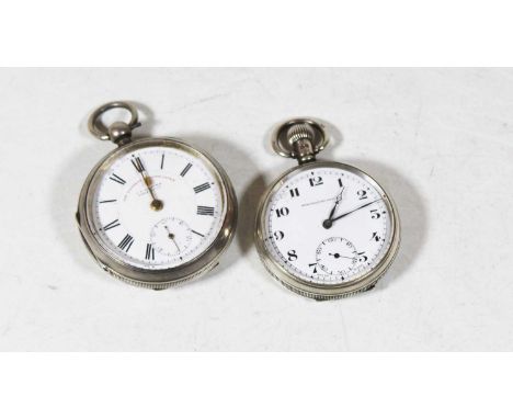 A Bravingtons Renown engine turned silver cased gents open faced pocket watch having keyless movement, dia. 5cm together with