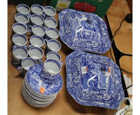 A collection of 17 Copeland Spode Italian pattern coffee cans and saucers; together with a pair of Spode Italian vegetable tu