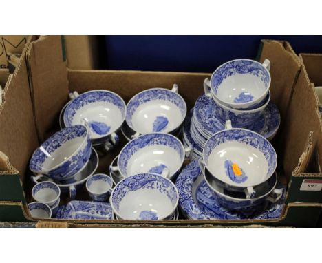 A box of Spode Italian design blue & white ceramics to include; tea cups and dinner wares etcCondition report: Only 5 egg cup