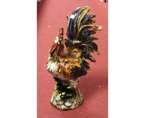 A large decorative painted ceramic model of a cockerel, h.60cm