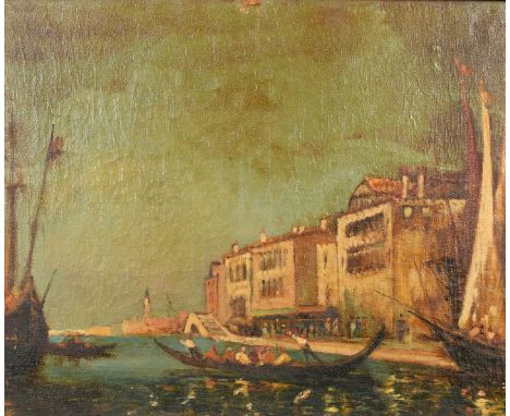 Late 19th Century Continental School, A scene in Venice with figures in a gondola, oil on canvas, 21" x 25.5", (53.5x65cm).