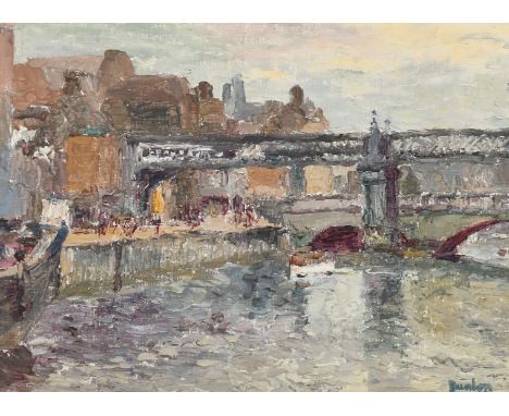 Robert Ossory Dunlop (1894-1973), 'The Quay, Dublin', oil on canvas, signed, 10" x 14" (26 x 36cm).