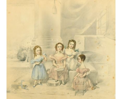 R. Thorburn 19th Century, A study of The Hay children, watercolour, signed and dated 1835, inscription verso, 12.5" x 14.5", 