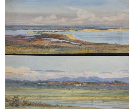 English School, Circa 1913, a group of five watercolours, a scene of Poole Harbour, two from Dax in France and two others, ar