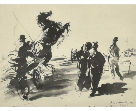 After Feliks Topolski, 'Richmond Horse Show', print, 6.5" x 9" (16 x 23cm), along with 'Pomp and Circumstance', a group of si