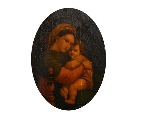 Early 19th Century, After Raphael, 'Madonna della Seggiola', oil on elm panel, Circa 1850, 20.5" x 15.75" (52 x 40cm).