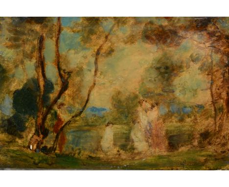 Arthur Kynaston (1876-1919) British, a study of figures in a landscape, oil on board, 5" x 7.5" (13 x 19cm).